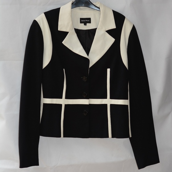 Black & Cream Structured Jacket SZ XL Studio Point - Picture 3 of 9